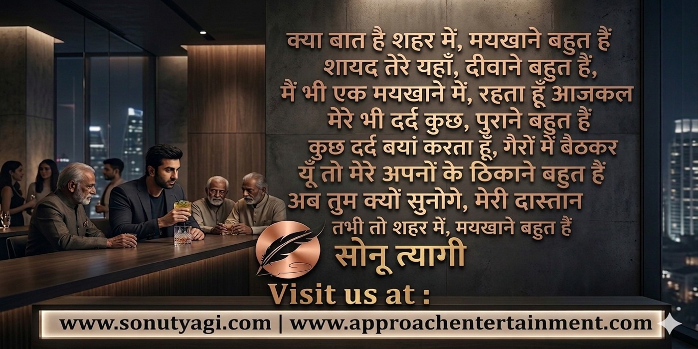 Read more about the article क्या बात है शहर में, मयखाने बहुत है.., शायद तेरे यहाँ , दीवाने बहुत हैं,………………